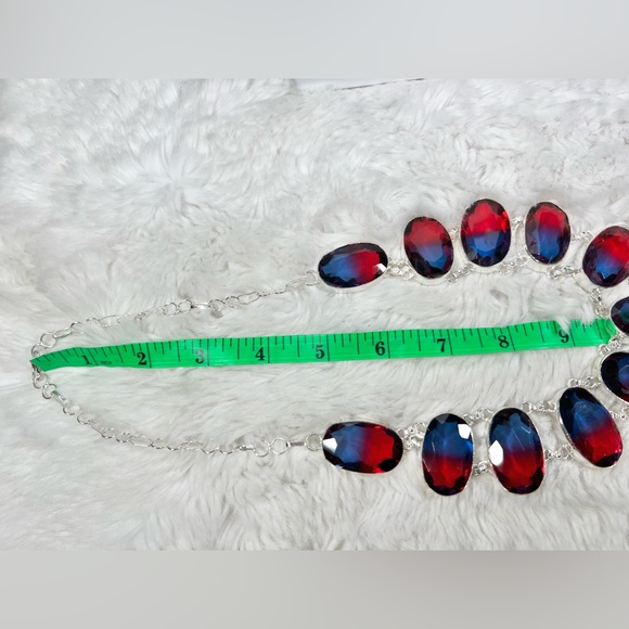 Synthetic 🇺🇸 Bi-Color Tourmaline 925 Large Necklace - Picture 3 of 5